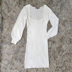 Absolutely Famous Attached Balloon Sleeve Shrug Ribbed Midi Dress Size Medium
